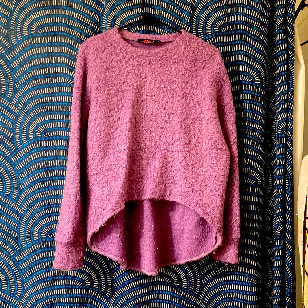 Purple hi low teddy bear sweater